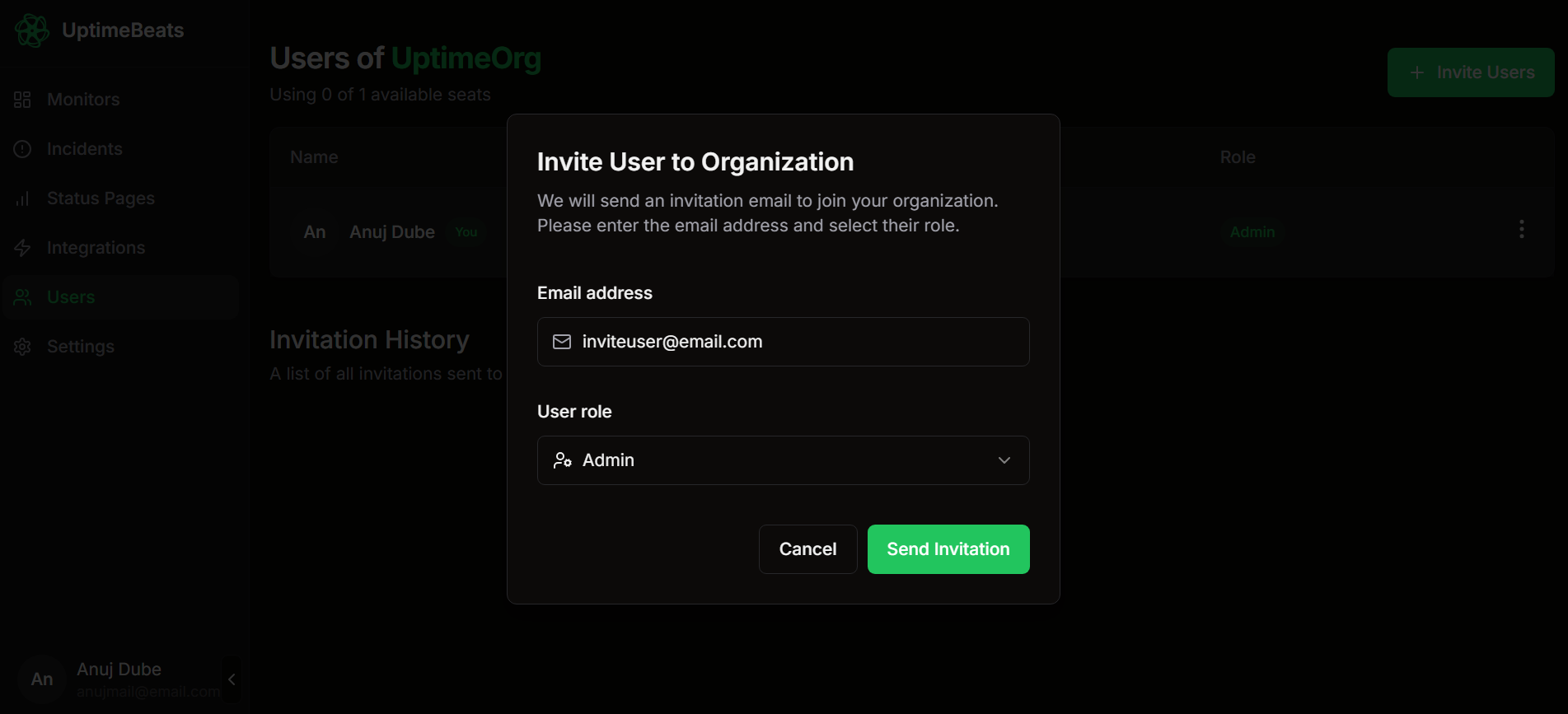 Configure User Invitation