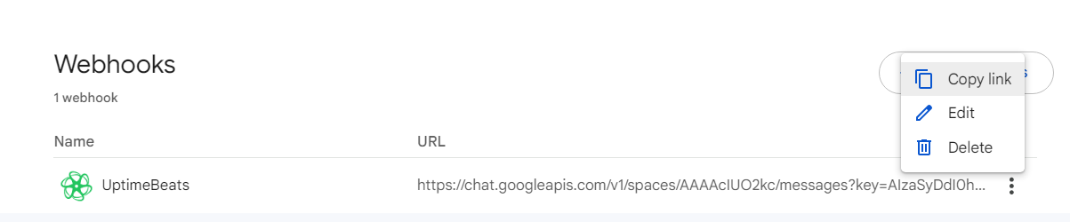 Copiar URL del Webhook