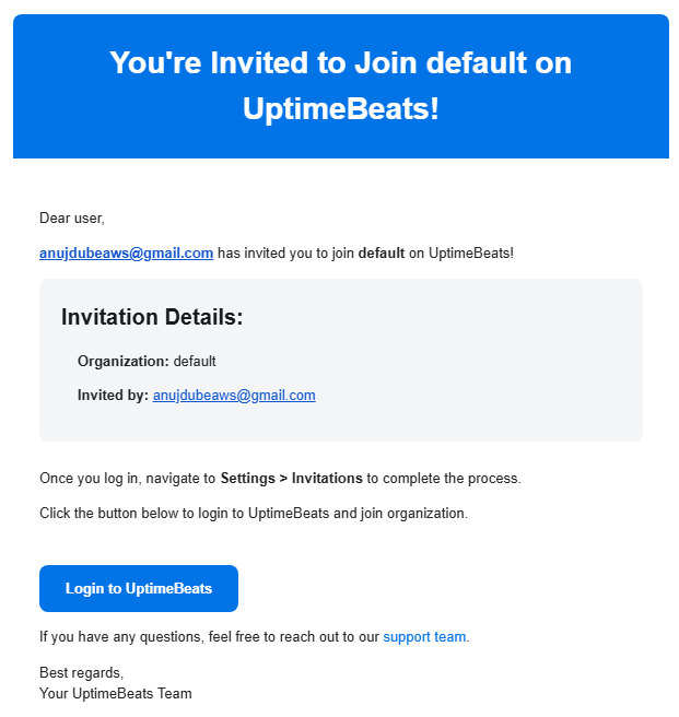 Correo de Invitación