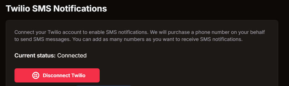 Desconectar Twilio UptimeBeats